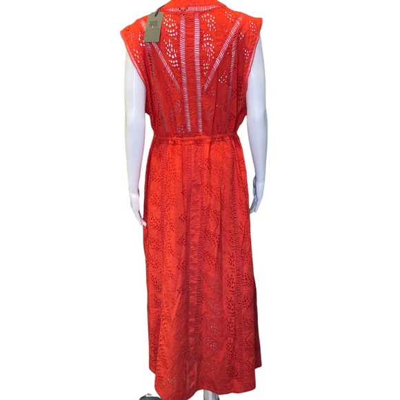 NWT All Saints Poppy Blaze Red Tate Broderie Dress or Coverup - Sz 12 - Picture 4 of 11